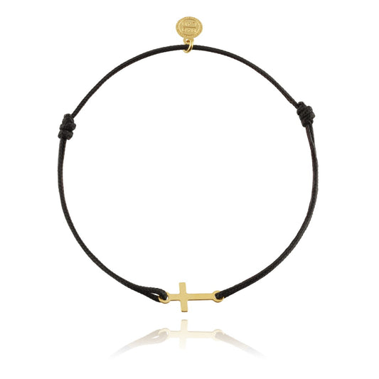 Bracelet cordon croix or