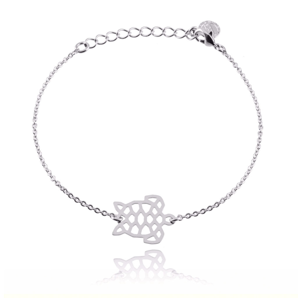 Bracelet chaine fine pendentif mini tortue origami japonais