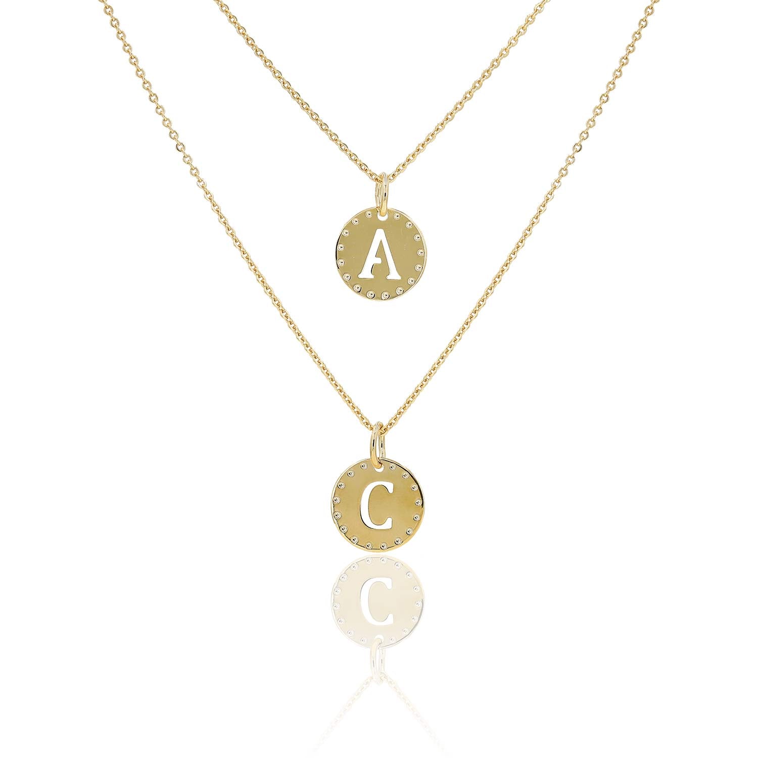 Collier double rang rond initial