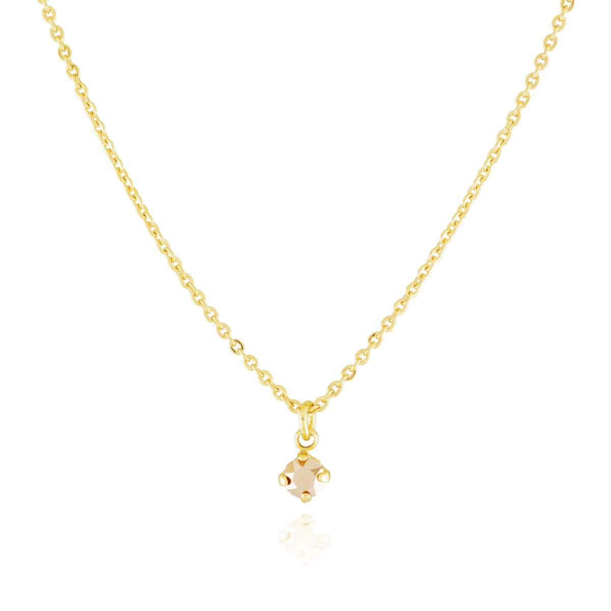 Collier solitaire cristal rose or