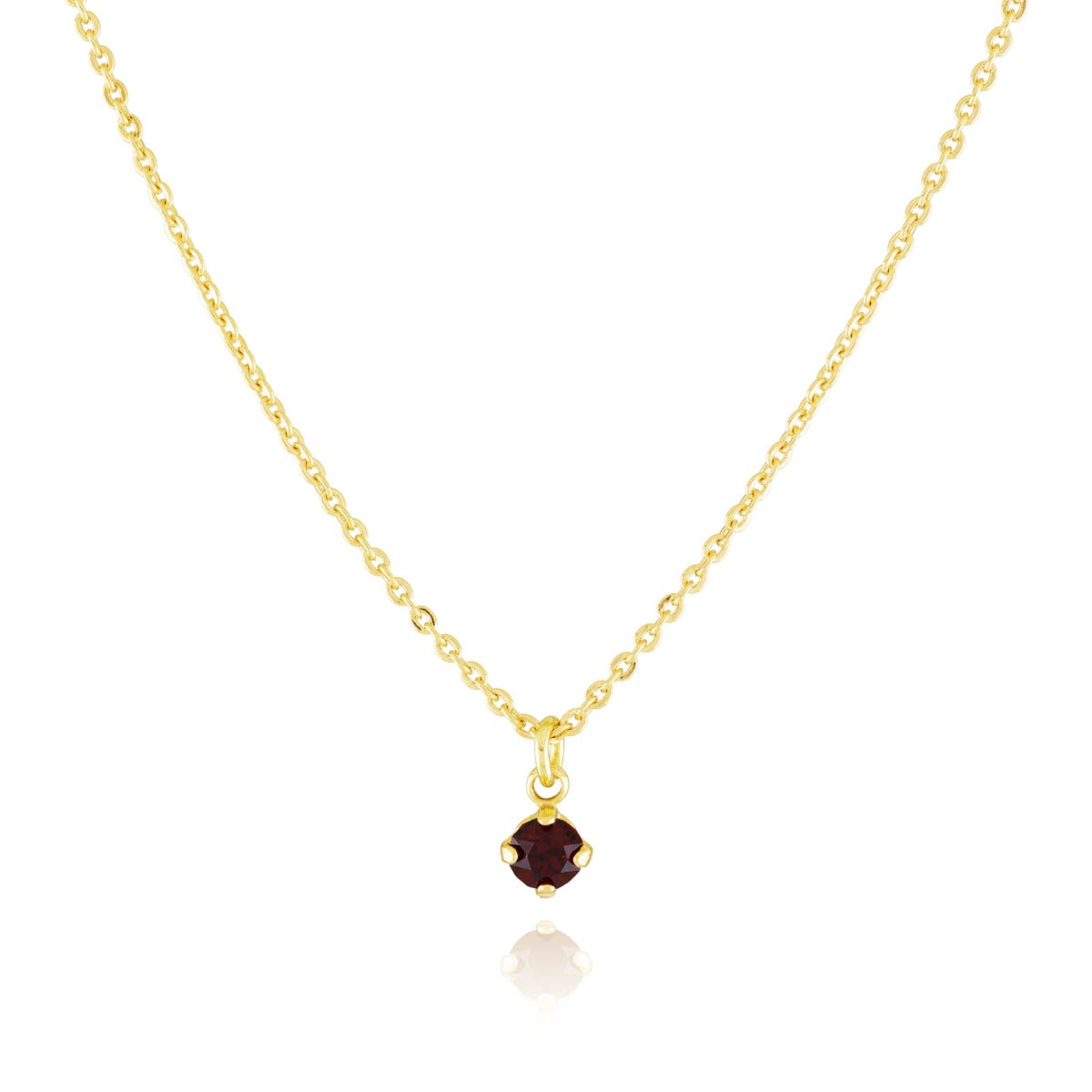 Collier solitaire cristal rouge or
