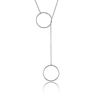 Sautoir double rond cravate argent